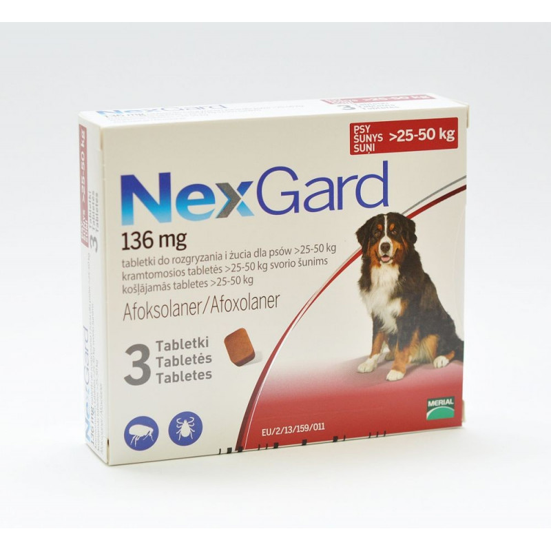 NEXGARD כדור נגד פרעושים וקרציות משקל 25 עד 50 קילוגרם - PetShield