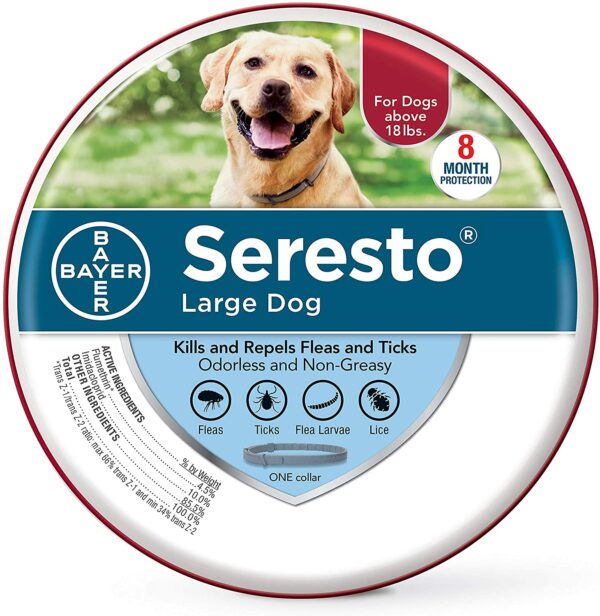 %% Bayer Seresto Flea and Tick Collar for Large Dogs, Over the 8 kg